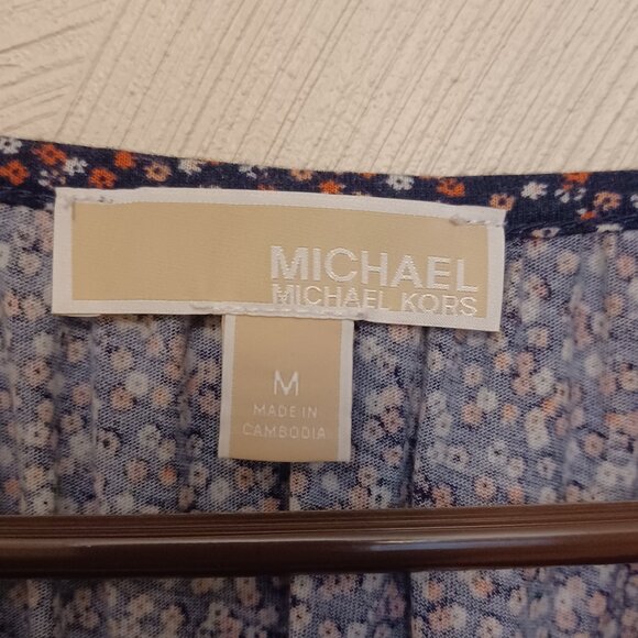 Michael Kors Women's Blouse, Size Medium, Navy Blue, Floral Pattern - Picture 2 of 4